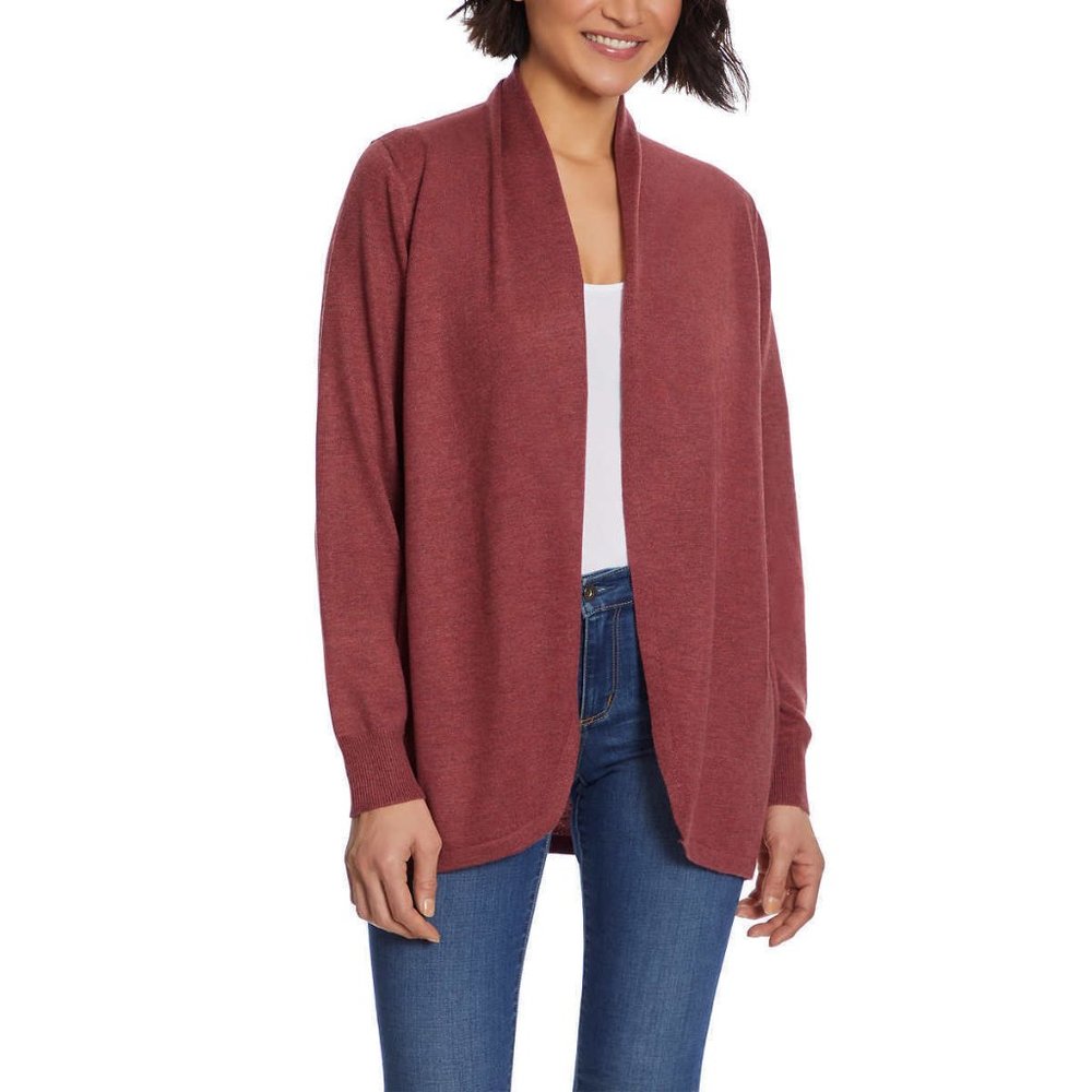 NWT Ella Moss Ladies' Open Cozy Cardigan Size M Rust Red Collared $80 8HL139
